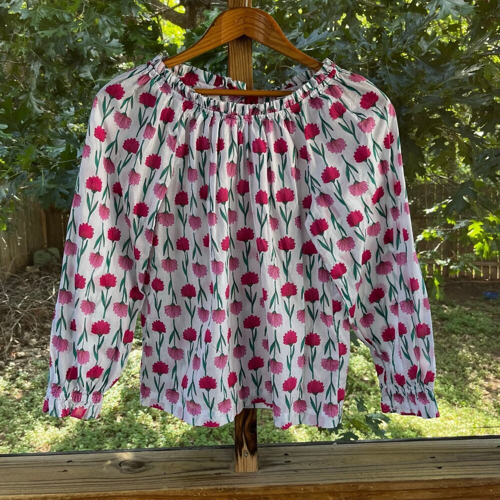 J.Crew Factory Women's Tie-Back Ruffle Neck Top Colorful Floral Size XS